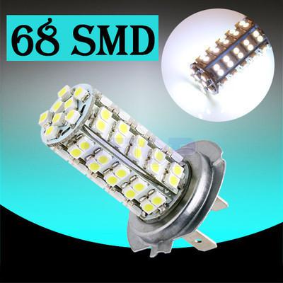 H7 68 smd pure white fog signal tail driving led car light lamp bulb