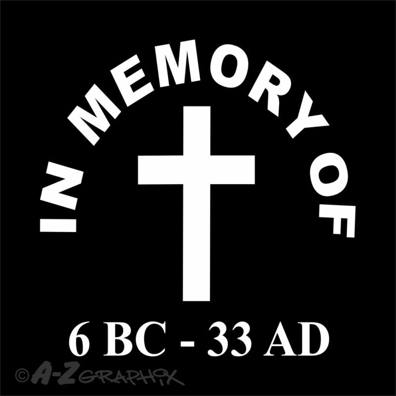 "in memory of" cross decal custom graphics window car truck vinyl sticker 4"x 4"