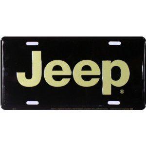 Nostalgic/unique new black and gold jeep license plate   