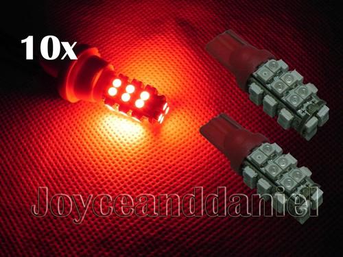 Red 10x t10 28 smd 1210 led 194 168 906 wedge car lamp light bulb 12v a031