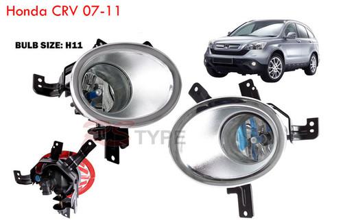 07-11 honda cr-v chrome housing bumper clear lens fog light lamp complete kit 