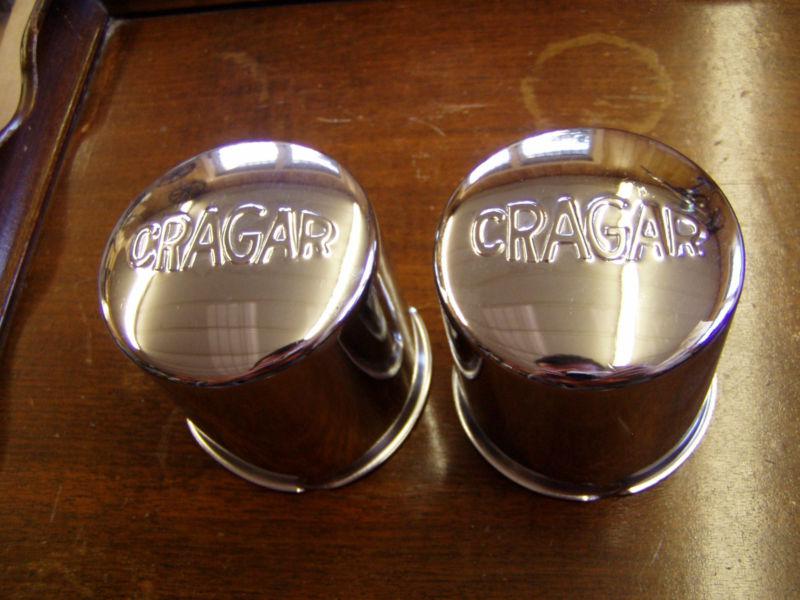 Pair 2 cragar chrome wire wheel center spinner hub cap a-29044