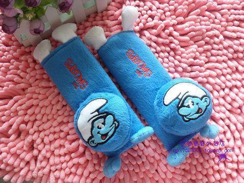 Smurf design blue color seat belt cover car use baby cart use decoration set