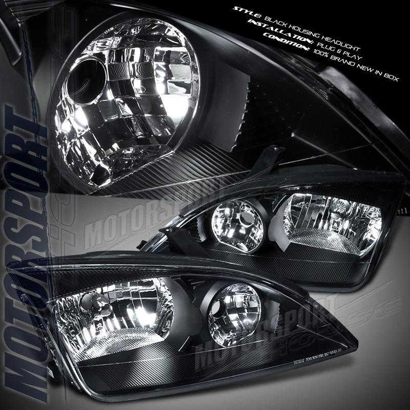 05-07 ford focus black housing headlights lamp pair zx4 st 4/5dr sedan hatchback