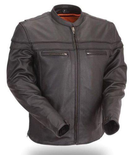 Fmc size small men's black leather sporty scooter jacket motorcycle jacket