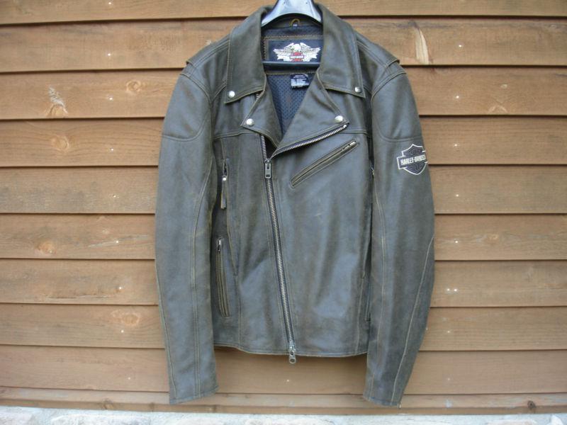 Harley davidson (road dust) brown distressed leather billings style jacket 2xl  