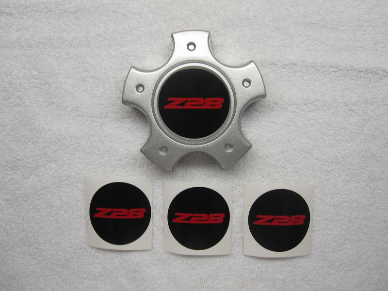 1996-2002 camaro z28 10 spoke center cap decals - black w/red letters