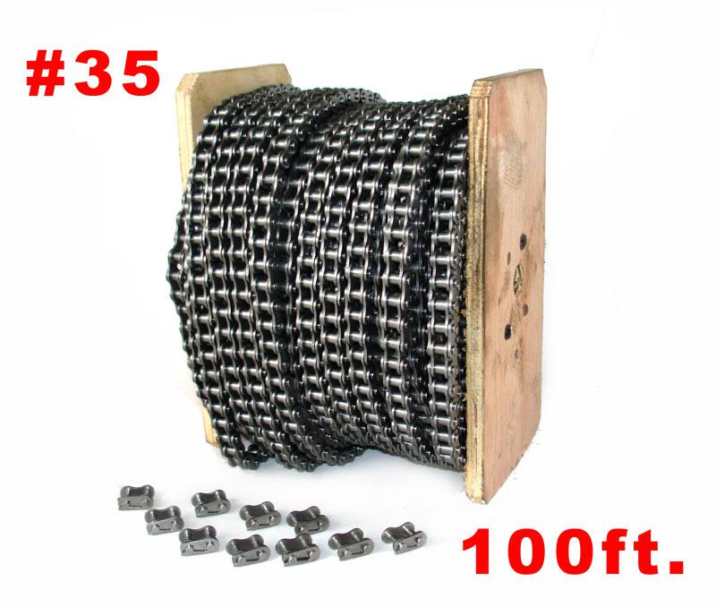 #35 roller chain + 10 connecting links, 4x4, mini bikes, go karts, 100ft reel