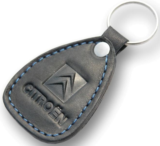 New leather black / blue keychain car logo citroen auto emblem keyring