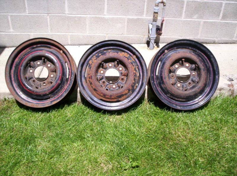 (3) 1939 40 41 42 46 48 chevy ? 16" original 6 lug steel wheels / rims car truck