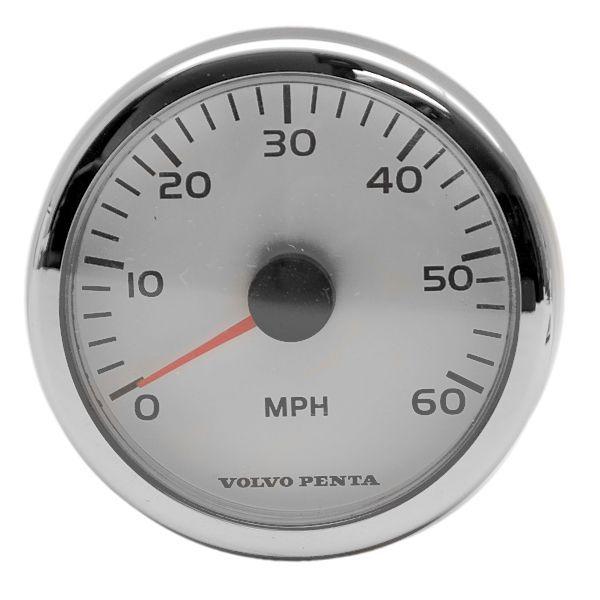 Volvo penta vp3807513 chrome/white 60 mph boat speedometer gauge