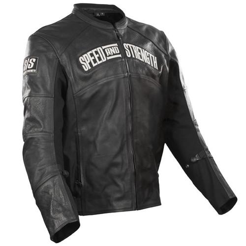 New speed & strength seven-sins adult leather/textile jacket, black, 2xl/xxl