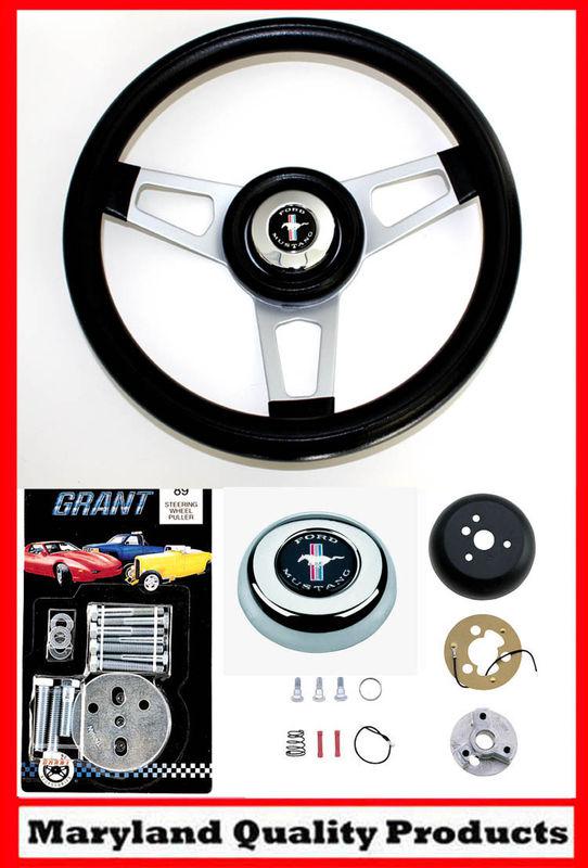 New! 1965-1969 ford mustang grant steering wheel black 13 3/4" shallow dish