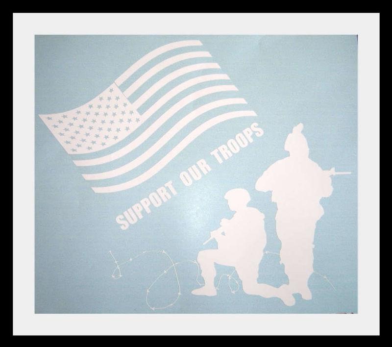  flag support our troops soldiers vinyl decal graphic