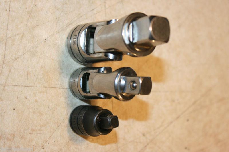 Snap-on 1/2" 3/8"dr uni chrome joint socket adapter set