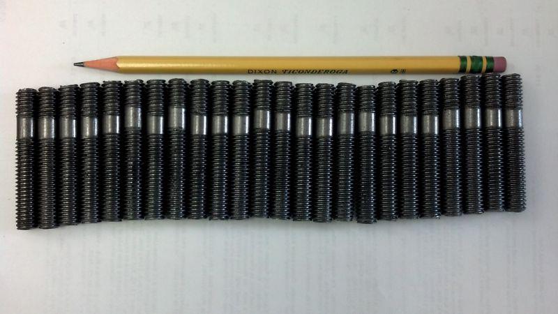 25 exhaust studs bulk lot 3/8-16 thread 2"1/4" length double end best price