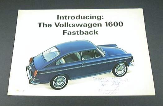 1966 66 volkswagen vw 1600 fastback brochure