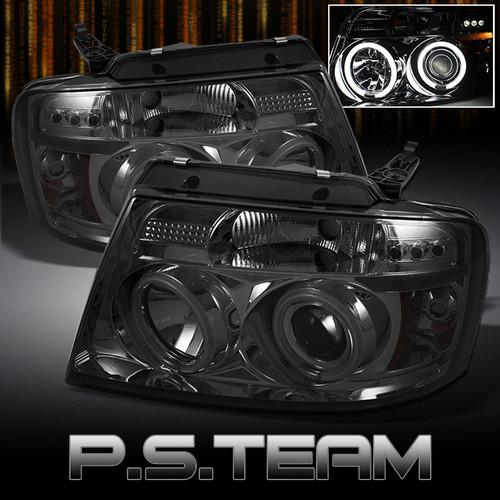 Smoked 04-08 f150 pickup dual ccfl halo projector led headlights lamps lights