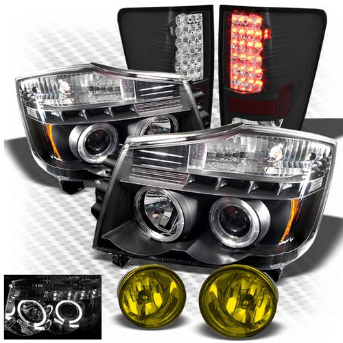 04-13 titan black pro headlights + led perform tail lights + yellow fog lights