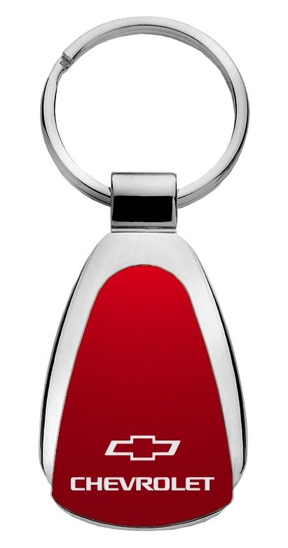 Chevrolet red tear drop metal keychain car ring tag key fob logo lanyard