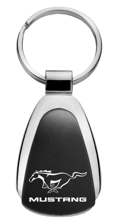 Ford mustang black tear drop metal key chain ring tag key fob logo lanyard