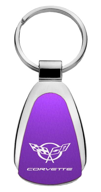 Chevrolet chevy corvette c5 purple tear drop keychain ring tag lanyard