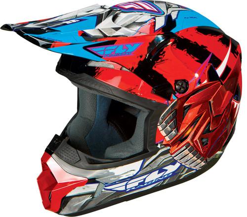 Fly racing kinetic fly-bot youth graphic motorcycle helmet red/black small