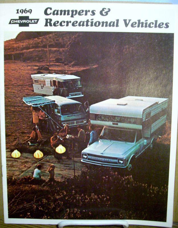 Nos 1969 69 chevy chevrolet camper rv truck recreation dealership sales brochure