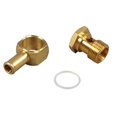 Edelbrock 8089 fitting carburetor inlet 5/8"-20 banjo to 3/8" hose barb brass ea