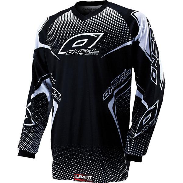 Black/white xl o'neal racing element youth jersey