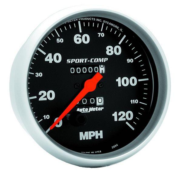 Auto meter 3994 sport comp 5" in-dash mechanical speedometer 120 mph