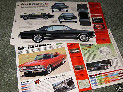 1963 buick riviera 401 spec info poster brochure ad 63