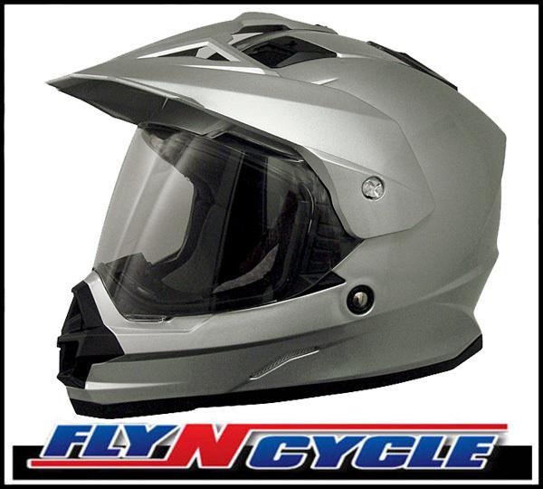 Afx fx-39 dual sport 3xl solid silver motorcycle full face helmet dot ece xxxl