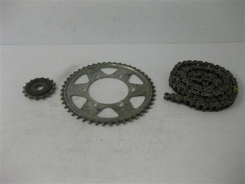 06-08 triumph daytona 675 chain & sprocket set 525 16t 47t front rear