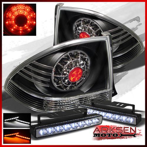 White/amber led bumper fog lamp+01-05 lexus is300 led black tail lights pair set