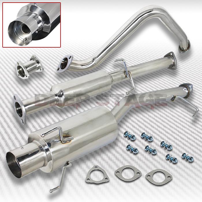 Stainless cat back exhaust system 4" tip muffler 97-01 honda prelude bb6 h22a4