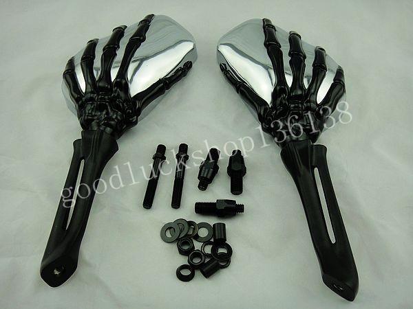 Mirrors for harley davidson sportster dyna softail chrome skeleton black n20