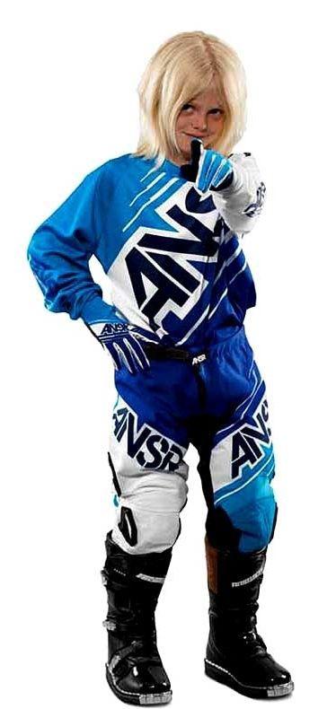 Answer syncron yth gear set jersey pant gloves blu/wht new motocross offroad 