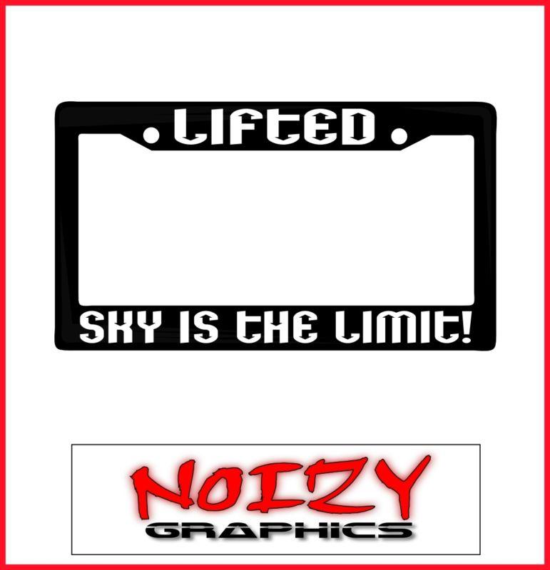 Funny cute 4x4 car license plate frame sticker decal truck lifted sky is limit