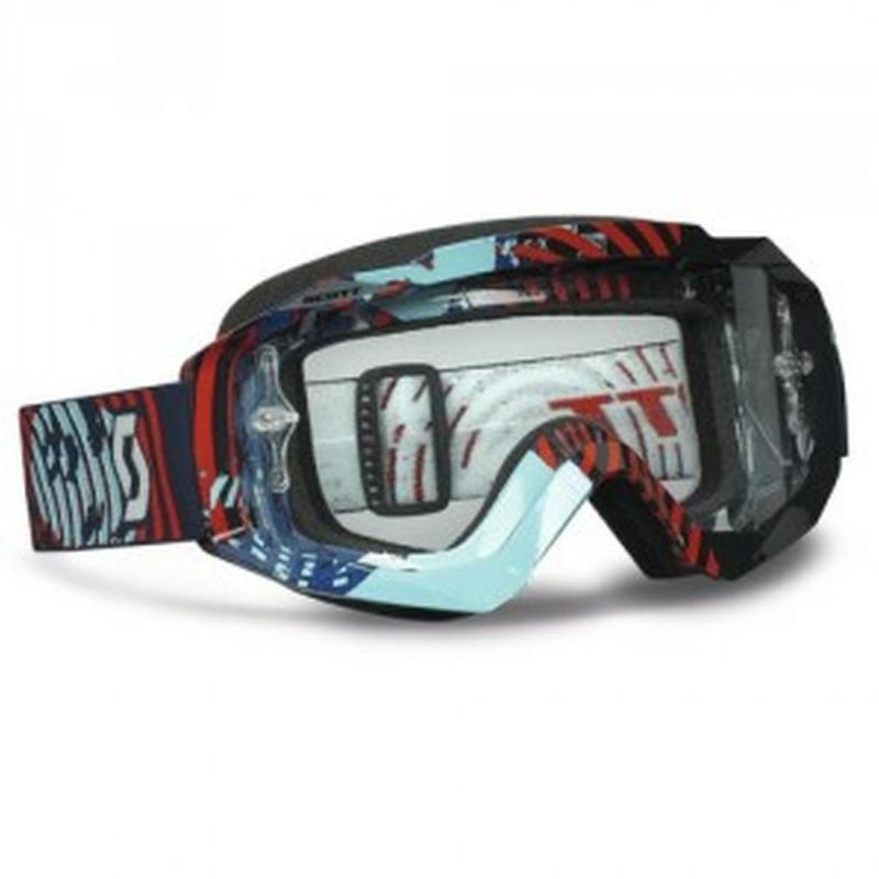 New scott hustle w/ clear works lens adult goggles, vinyl blue/red, one size