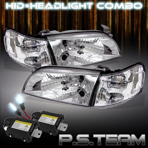 93-97 corolla jdm crystal headlights w/corner signal+6000k slim ballast hid kit