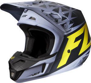 Fox racing v2 given 2014 mx/offroad helmet gray/yellow/matte finish