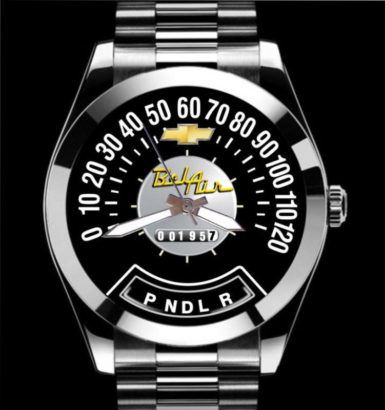 1957 bel air chevy engine 265 283 mph speedometer gauge chrome stainless watch