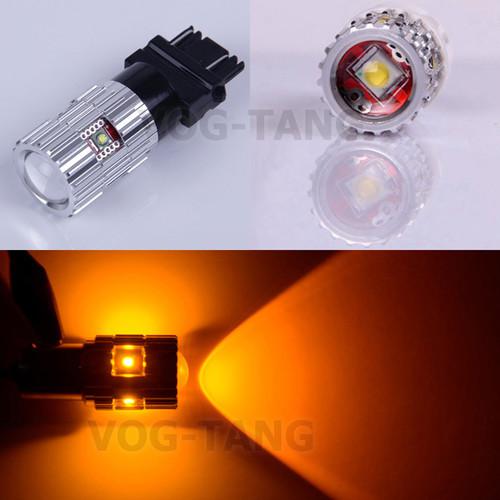 2x canbus error free 25w cree led t25 3157 brake signal light bulb amber yellow