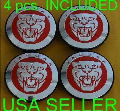 4pcs. new jaguar s type x type xj8 xk8 xkr wheel center cap red let set