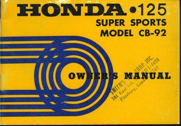 1967 honda 125 model c92 owner's manual