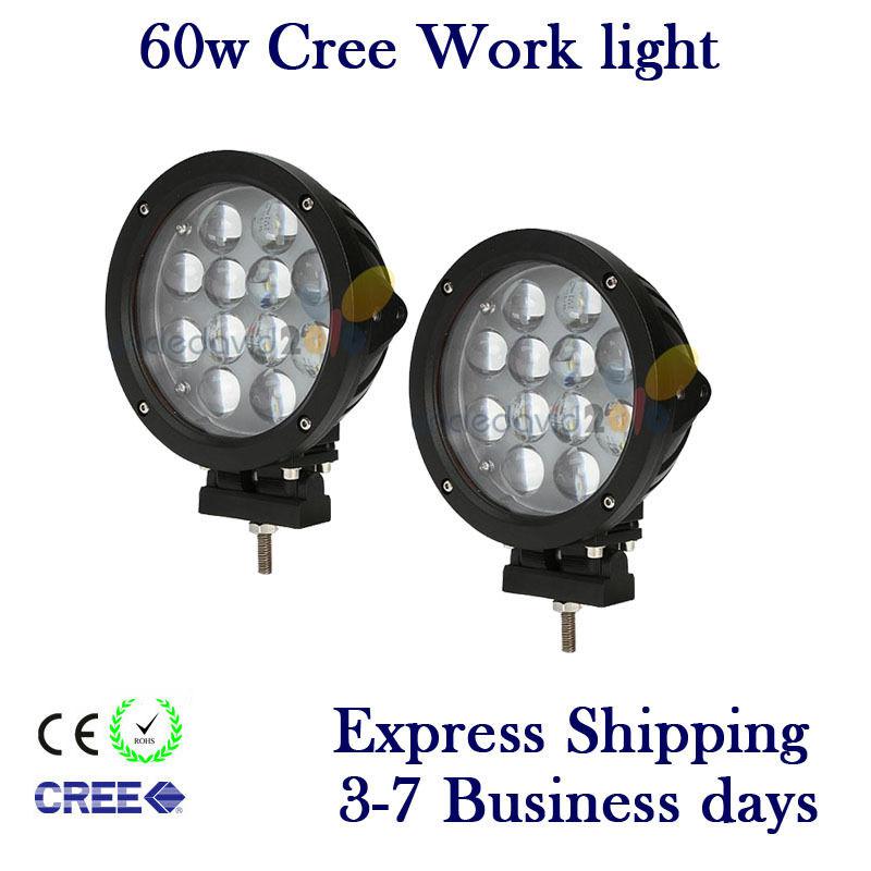 2x 7" 60w cree led driving work light 5100lm spot/flood off-road truck 4wd boat