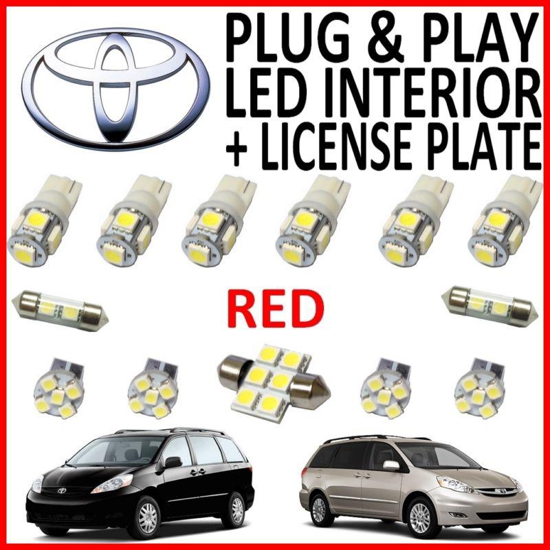 13 piece super red led interior package kit + license plate tag lights ts1r