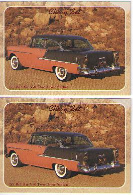 1955 chevy bel air baseball card sized cards - lot of 2 - must see !!