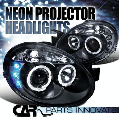 Dodge 03-05 neon srt4 srt-4 halo led projector headlights black